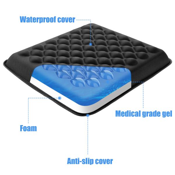Waterproof Gel Foam Cushion for Pressure Sores Prevention in Adults' Wheelchairs
