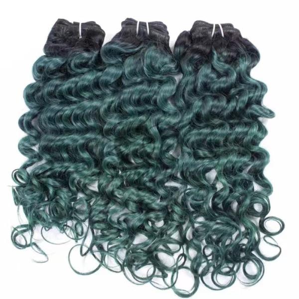 #T1B/Green Deep Curly Remy Human Hair Bundles Sew In Weave Bundles Brazilian Bundle Deals