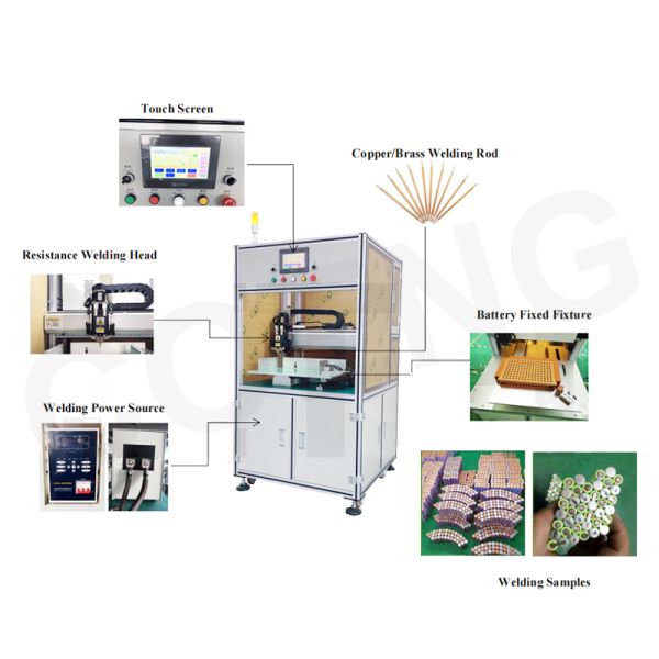 Automatic Single Side Spot Welding Machine With 5000A / 8000A Inverter DC Welding Power Supply / Transistor Welding Power Supply For Lithium Cylindrical Battery Pack Assembly
