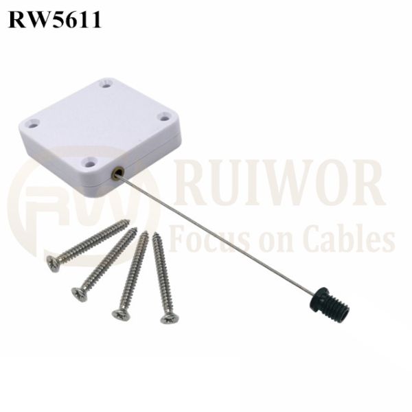 RW5611 Square Heavy Duty Retractable Cable Plus M6x8MM /M8x8MM Or Customized Flat Head Screw Cable End