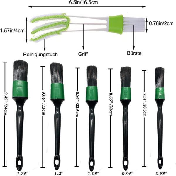 Green 11pcs Bristle Car Vent Cleaner Brush Duster Set For Air Conditioner
