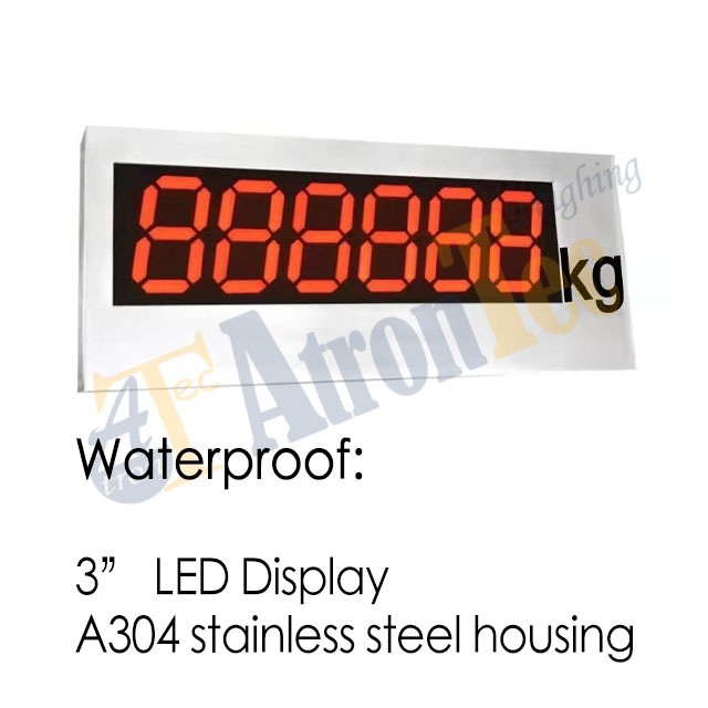 Stainless Steel Remote Display,3" LED Waterproof Weighing Scoreboard