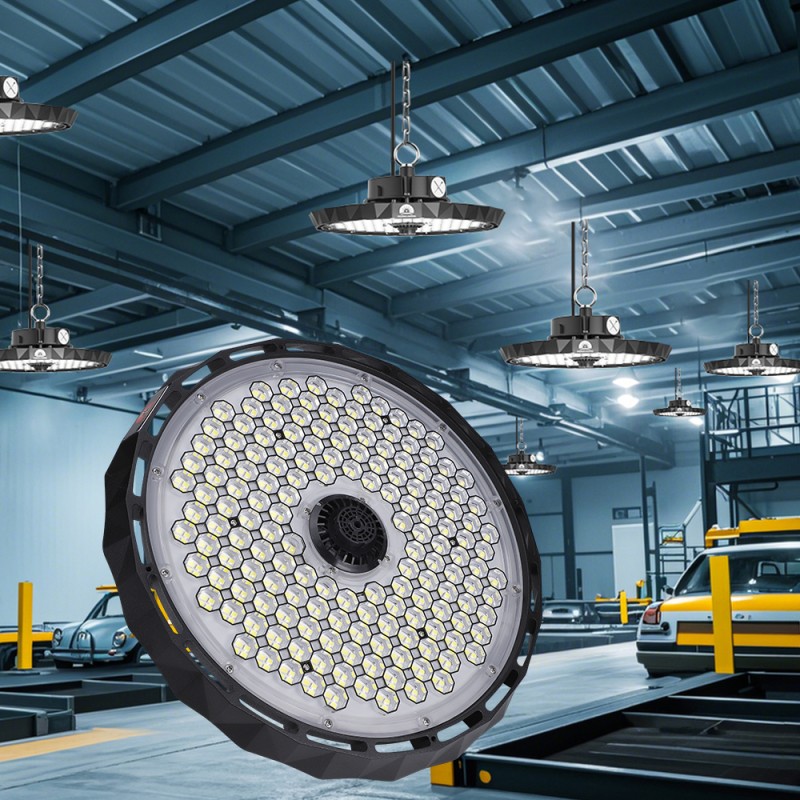IP65 Waterproof UFO LED High Bay Light with Honeycomb Anti-Glare Cover and 220lm/W High Lumen Efficiency