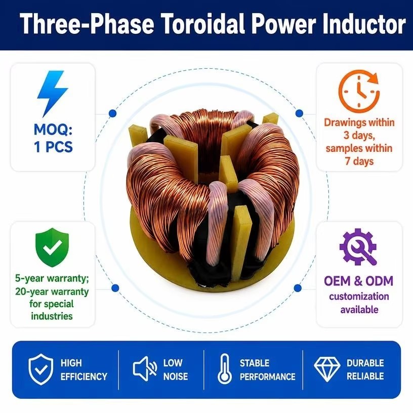 T50 High Current Toroidal Inductor Vertical PCB Mount Stable Performance