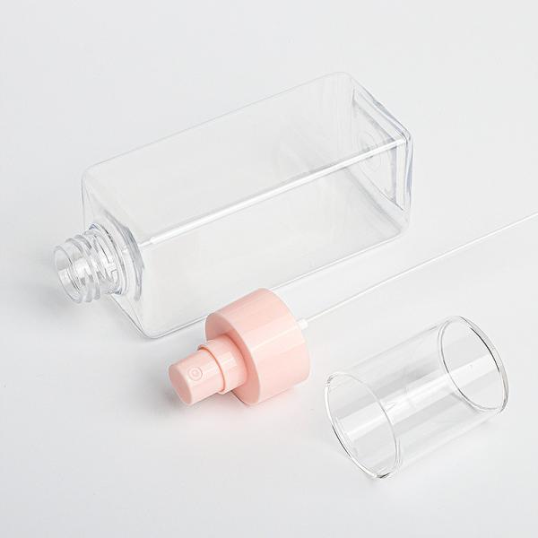 120ML Clear Plastic Square Pink Pump Spray Bottle For Toner