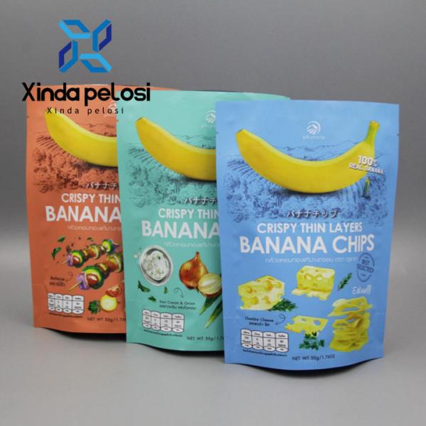 Comida de plástico Top de cremallera Stand Up bolsas de Mylar para las papas fritas embalaje personalizado
