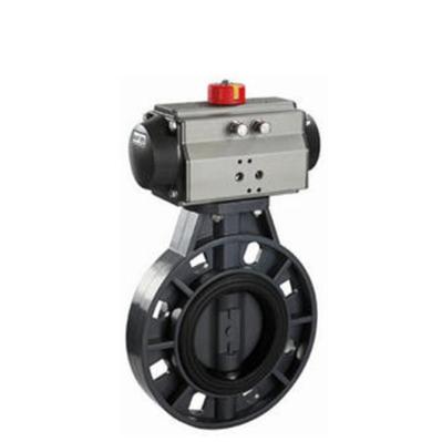 UPVC Water Flow Control Pneumatic Butterfly Valve DN100 4 Inch Wafer Butterfly Valve