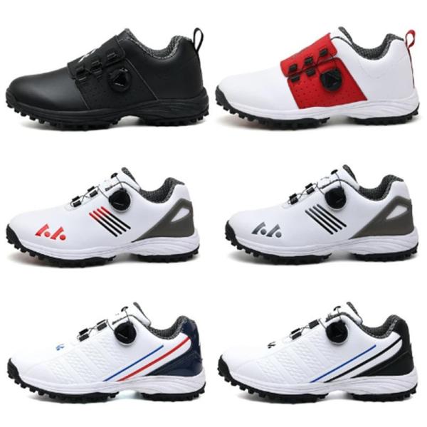 White Black Trainers Mens Golf Shoes Synthetic Leather Upper Cotton Fabric Lining