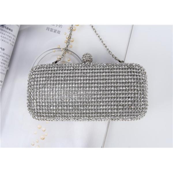Gorgeous Acrylic Diamond Silver Mesh Evening Bags For Dinner Party