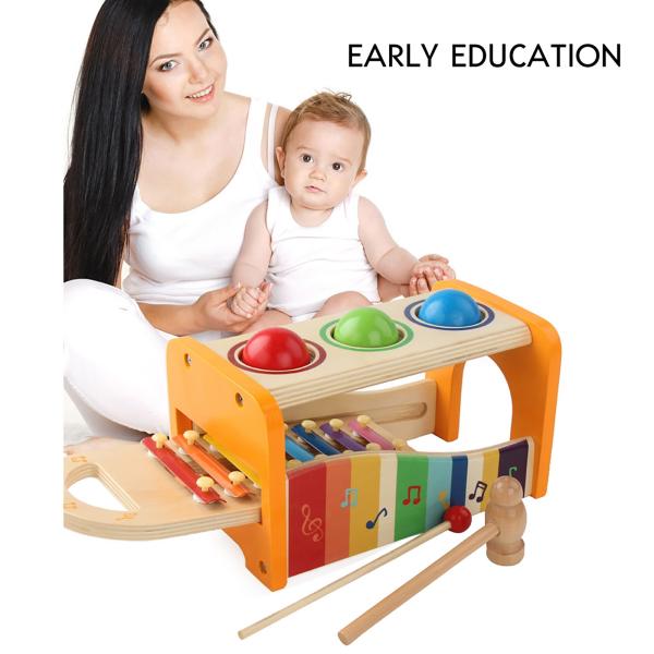 8 juguetes educativos de los instrumentos de madera del xilófono de los niños del piano de las notas