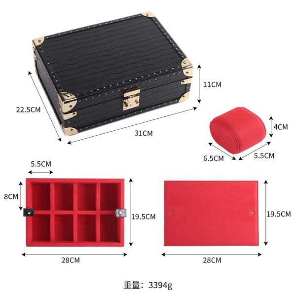Custom Luxury PU Leather 8 Slots Watch Storage Box Leather Wristwatch Case FCC RoHS