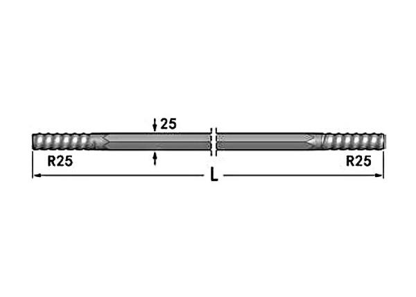 R25-Hex 25-R25 Flushing Hole 8.6mm R25 Drifter Rod