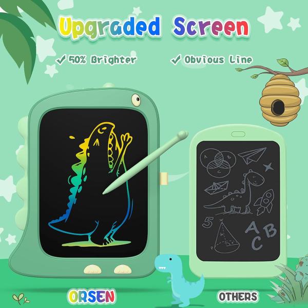 Unisex 8.5 Inch LCD Doodle Board Toy Green Dinosaur Drawing Pad for Kids 2-6 Years Old