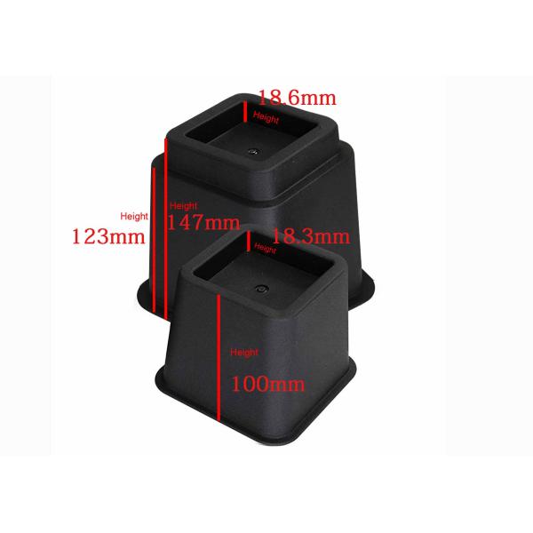 KR-P0246 Adjustable 8 Inch Bed Risers , Plastic Black Furniture Risers Set Of 4