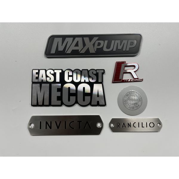 Custom Aluminum Logo Badges with Premium Construction, Customizable Printing, and Strong Self-Adhesive Backing for Branding