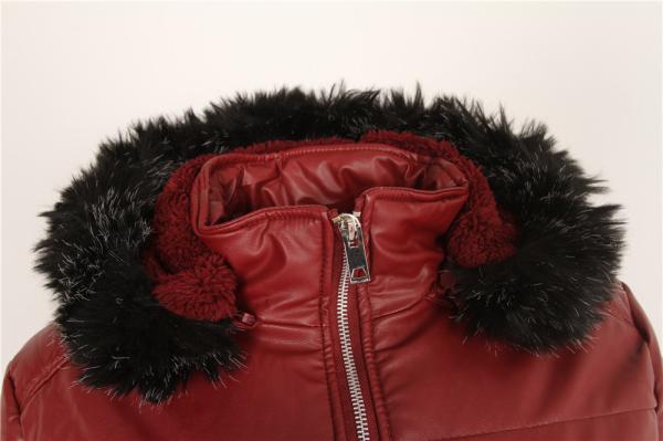 Ladies PU Coats Jacket Quality Fashion Keep Warm Autumn And Winter Burgundy