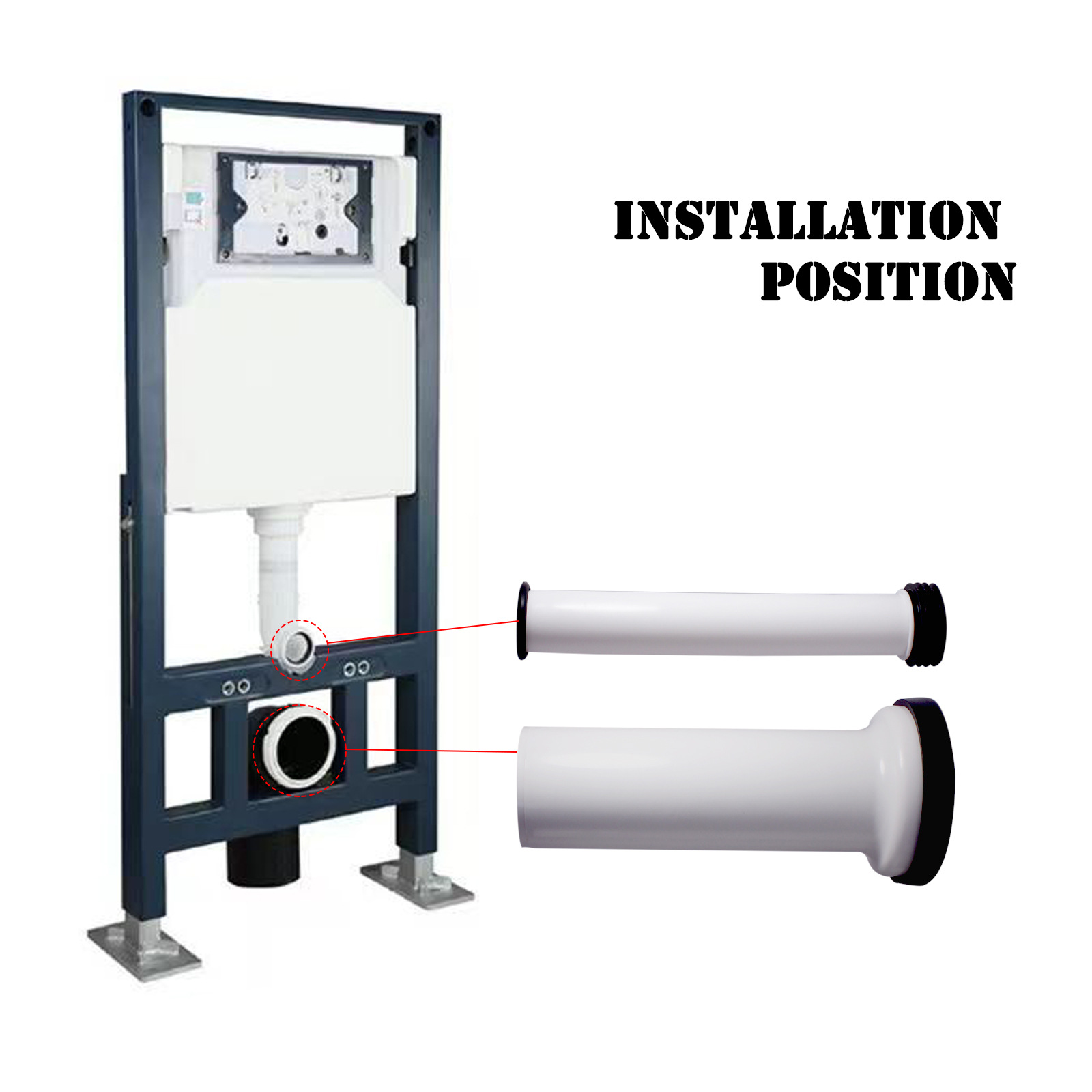 35cm Concealed Cistern Wall-Hung Toilet, Regular Flush, Straight Pipe Sewage Pipe, Concealed Squat Toilet, Fixed Screw Accessories