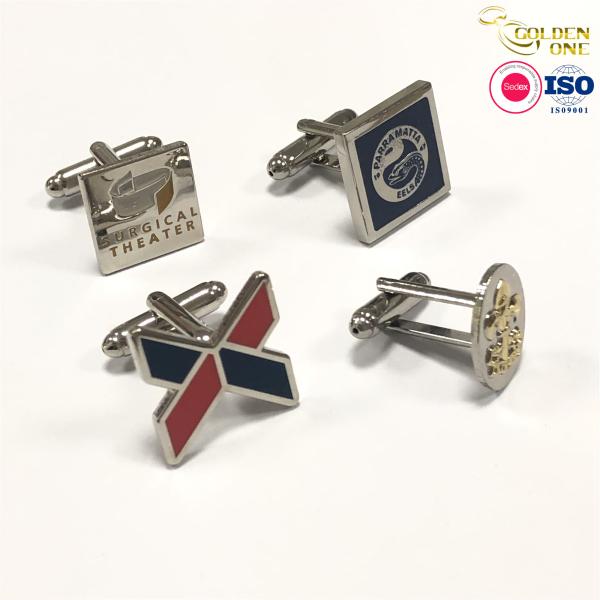 Custom Metal Engraved Cufflinks , Soft Enamel Car Shape Men Square Cufflink Blanks