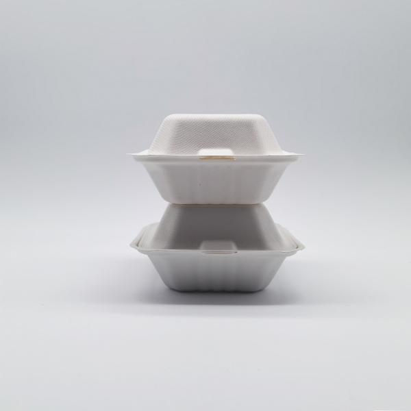 6 Inch Biodegradable Take Out Containers , White Biodegradable Clamshell Packaging