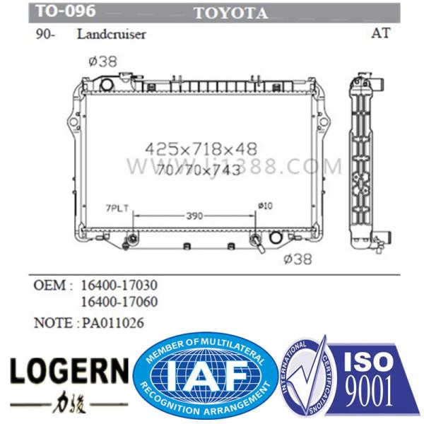Auto Assy 48mm TOYOTA Car Radiator Used In Landcruiser'90-93 Sealed Type