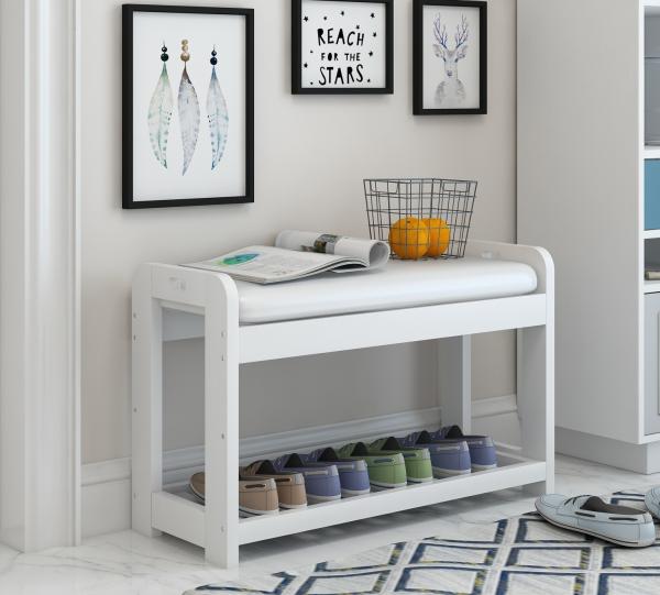 Multifunctional Entryway Shoe Bench Seat Shoe Rack Organizer 2 Tiers