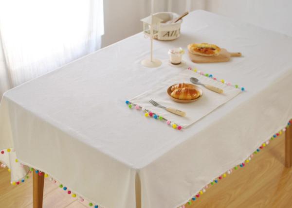 Customized Personalized Fashion Gifts Polyester Handmade Decor White Table Cloth