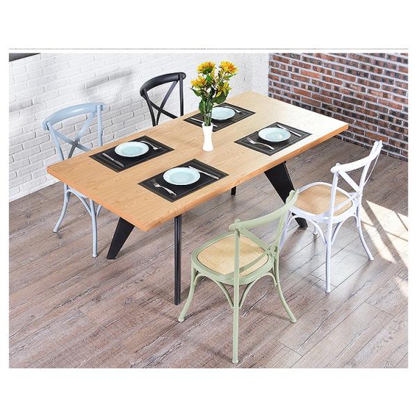 Cross Back Modern Metal Dining Chairs For Restaurant / Coffee Bar