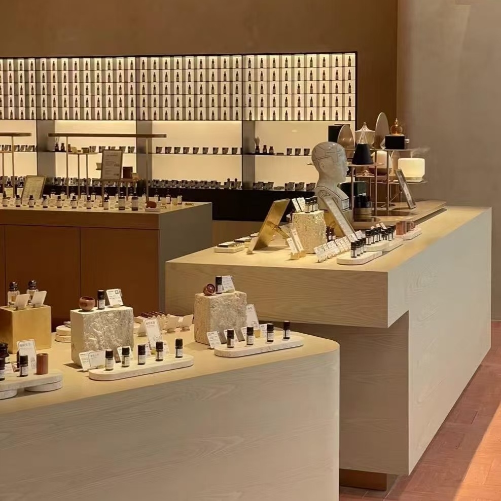 Luxury Perfume Showcase Display Accent Shelf Perfume Shop Glass Perfume Display Case