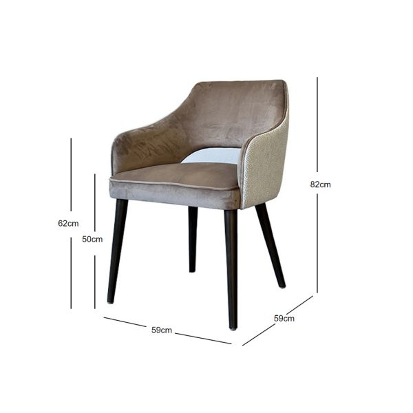 Modern Upholstered Dining Chair with Velvet Seat and Contrast Fabric Back