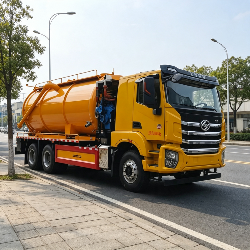 Heavy Load 25 Ton Vacuum Suction Truck With 16000L Sewage Sludge Transport Truck For Sewer Works