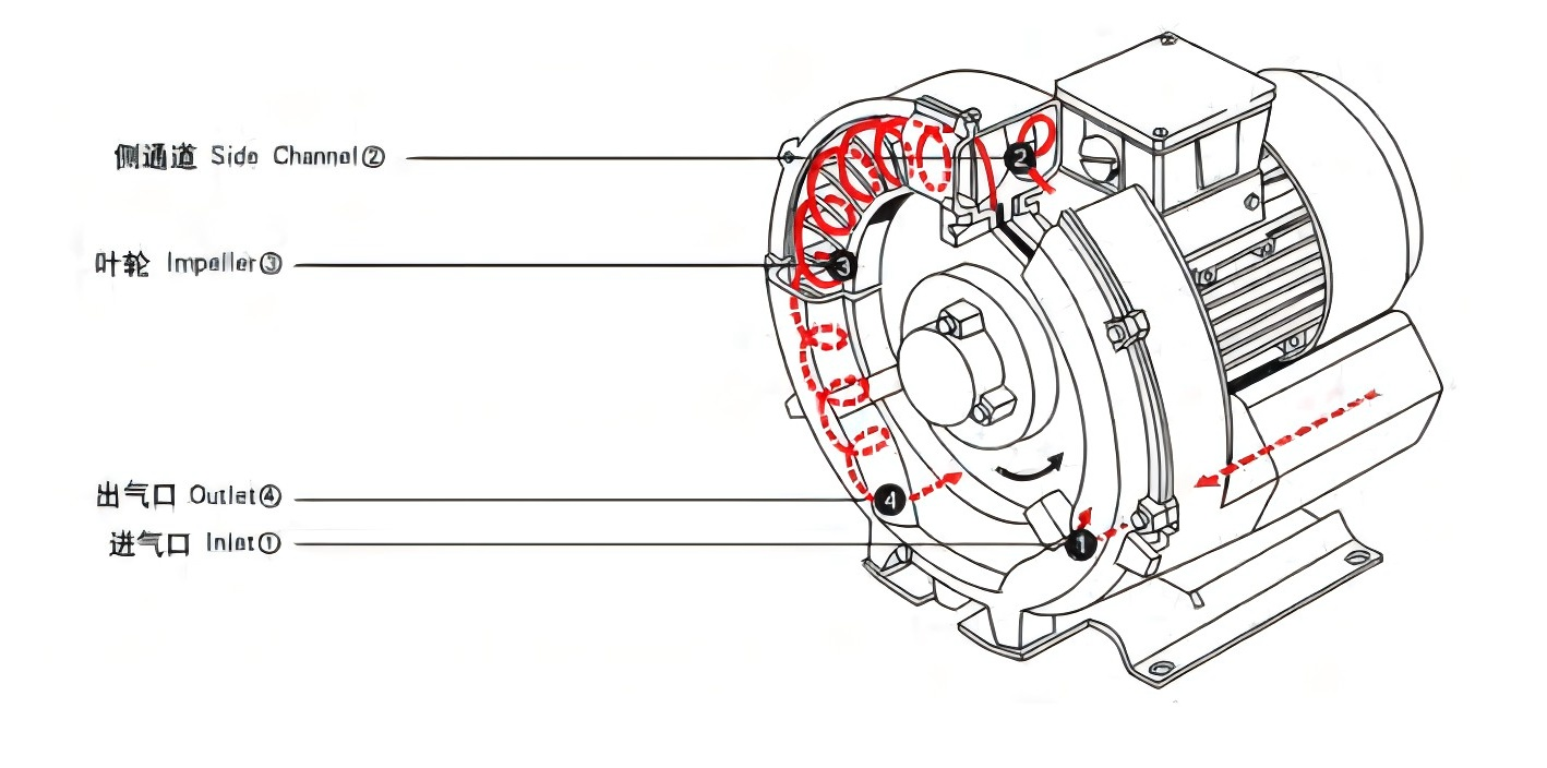 Single Stage Single Phase High Pressure Ring Blower With Oil Free Design Low Noise