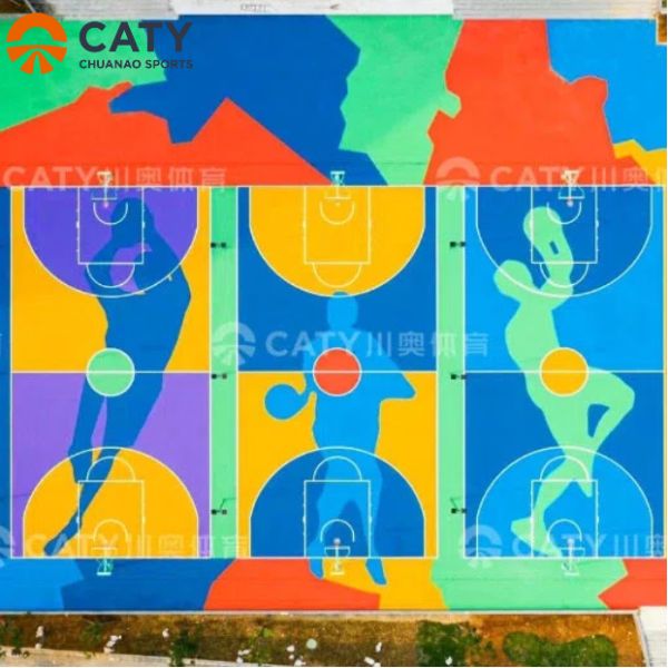 Durable Semi-PreFabricated Multi-Sport Court, Seamless Non-Slip Surface for Schools and Communities