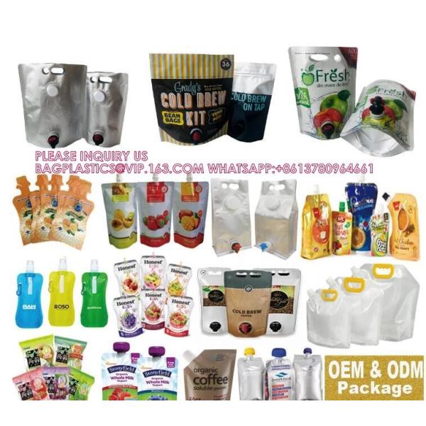 Biodegradable Doypack Packaging Nozzle Bag Aluminum Foil Plastic Wine Liquid Spout Pouch With Handle