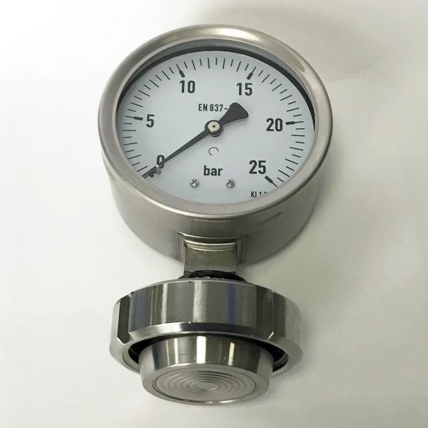 SUS 304 Diaphragm Seal Pressure Gauge DN40 100mm Dial 25 Bar Pressure Gauge