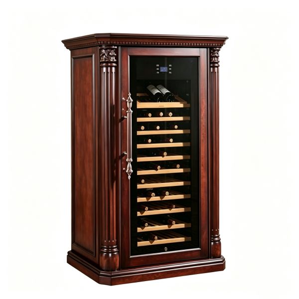 Dual-Zone Solid Wood Wine Cooler Cabinet With Digital Control Glass Doors