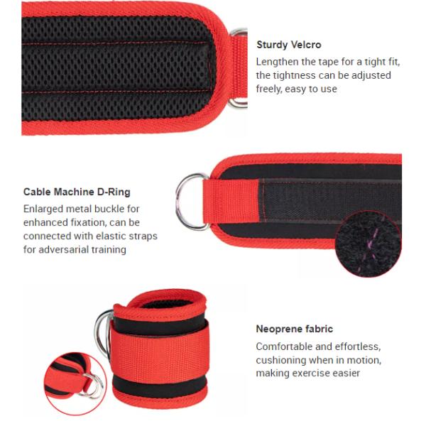 Gym Fitness Adjustable Protective Wrist Ankle Straps With D Ring