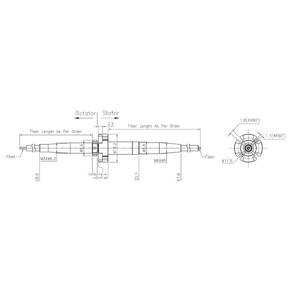 СОЕДИНЕНИЯ 1 ВОЛОКОННОЙ ОПТИКИ канала РОТОРНЫЕ с КОЛЬЦАМИ SLIP ОПТИЧЕСКОГО ВОЛОКНА разъема ST LC SC