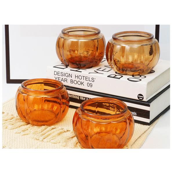 Pumpkin Shaped Candle Thanksgiving Pumpkin Spice Scented Candle Jars Fall Autumn Decoration Farmhouse Candle Holders