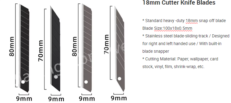 Carbon Steel Snap Off Cutter Blade Breakable Stretchable Paper Cutter Tool 18mm
