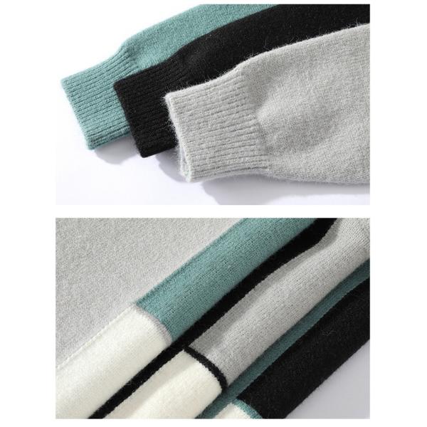 Акриловым свитер зеленого цвета свитера шеи экипажа людей белым черным связанный блоком сверхразмерный