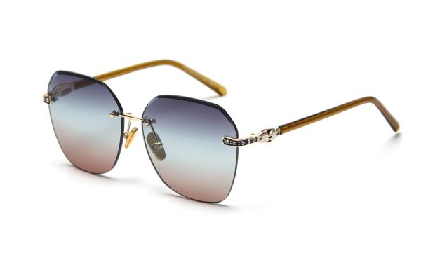 Gradient Shades Rimless Mirror Sunglasses UV 400 Protection  Crystal Decoration