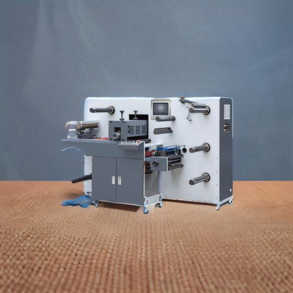 INTERMITTENT SEMI ROTARY LABEL DIE CUTTING WITH TURRET SLITTING AND REWINDING MACHINE SNOWBALL WASTE REWIND ECONOMICAL