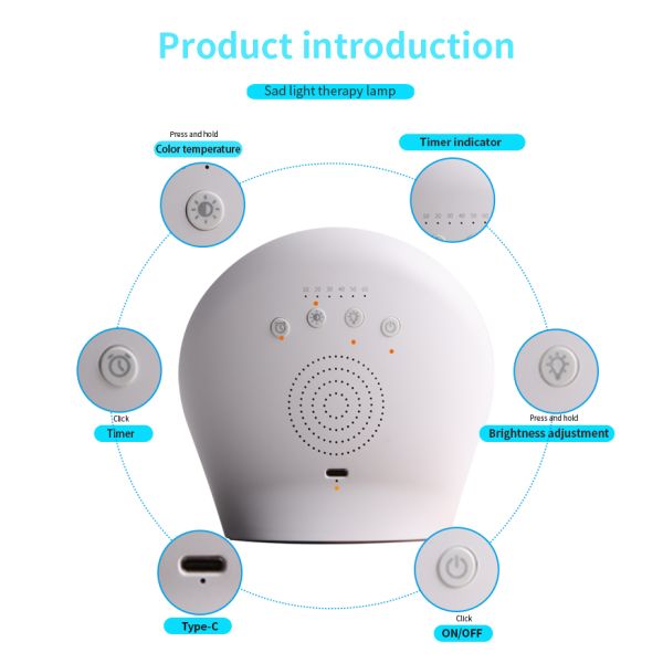 ABS Lamp Body Material LED Light Therapy Lamp Mood Adjustment Anxiety Relief Sleep Improvement 3000 6500K Color Temperature