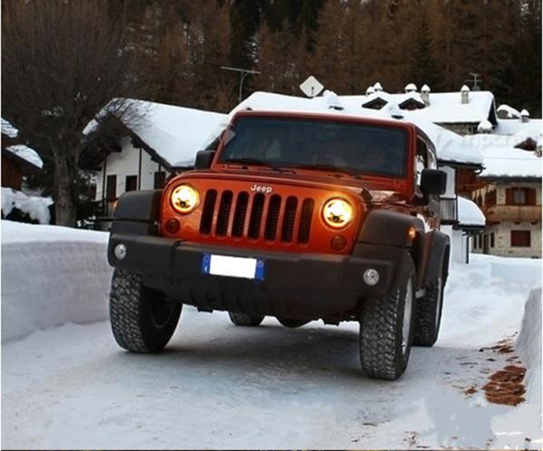 Amber / Blue / Halo Led Headlights 6000-6500K 70W Jeep Wrangler Angel Eyes Headlights