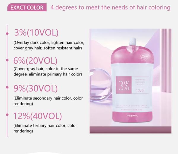 OEM Organic Hair Color Developer Raw Material 3% 6% 9% 12% Oxidant Cream  Permanent Hair Dye Hair Color Manufacturer