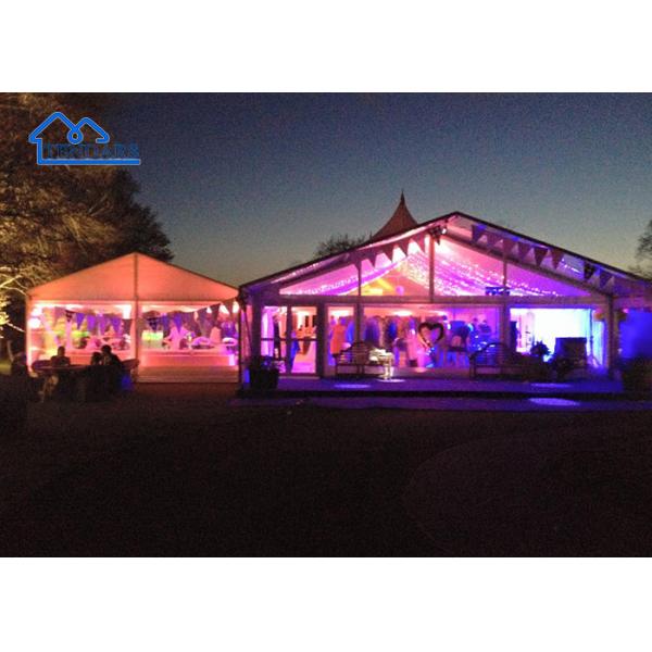 Fire-Retardant Holiday Party Marquee Tents Reinforced Alloy Frame White Elegant PVC Premium Canopy Structure