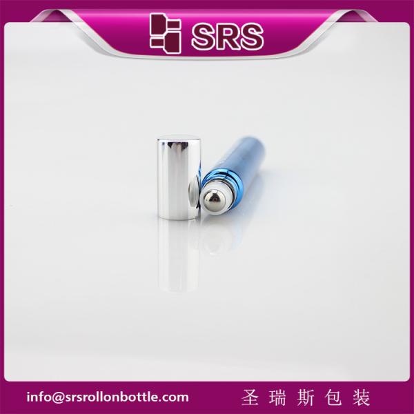 10ml metalized blue color glass roll on bottle with metal ball and silver aluminum cap for eye serum,essential oil