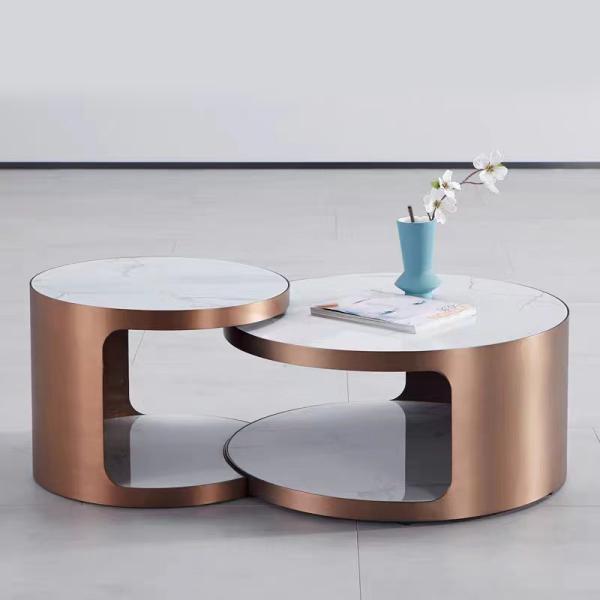 Brushed Titanium Fusion Round  Nordic Coffee Table