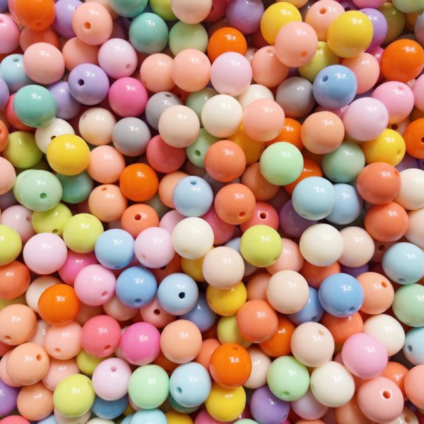Acrylic Shiny Solid Color Beads Candy Color Nonporous Straight Hole Bead Beads Door Curtain Diy Accessories Wholesale