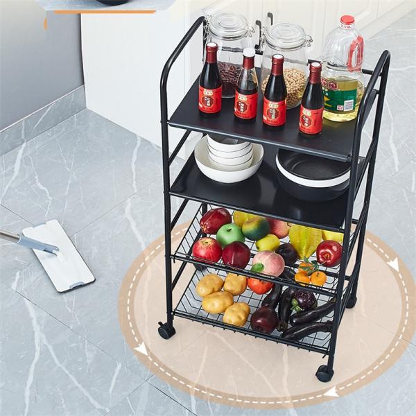 5 Tier Non-folding Rack Kitchen Storage Organizer with Stable Rotating Rolling Design